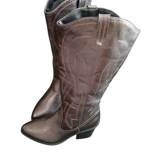 Kylie POP Women's Fowler Toe Gunmetal Heeled Cowboy Boots 6.5 m Bohemian Western
